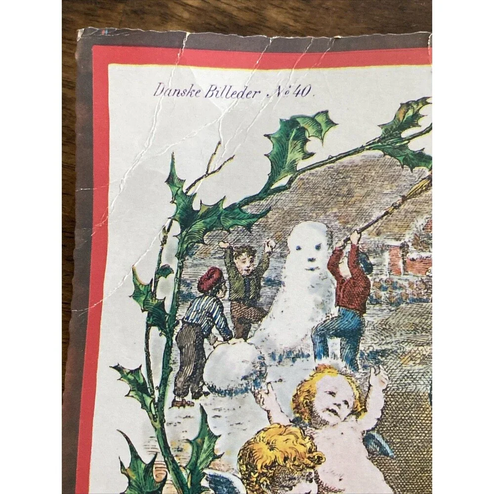 Vintage Christmas Advent Calendar w Elves Cherub Baby Jesus DANSKE BILLEDER # 40